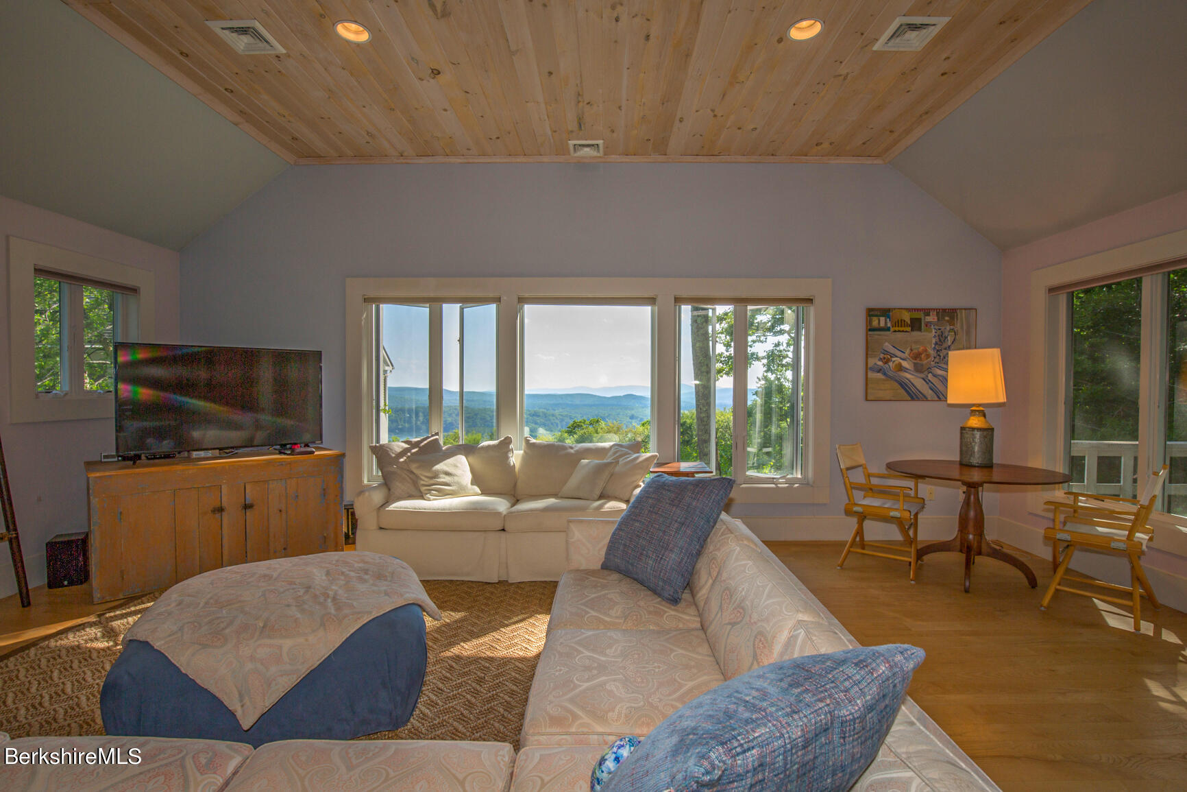 169 Mt Hunger Road Monterey, MA 01245 - Photo 46 of 51 a living room with furniture and a flat screen tv
