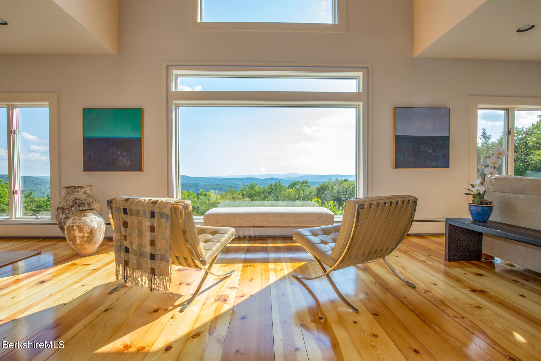169 Mt Hunger Road Monterey, MA 01245 - Photo 10 of 51 a living room with furniture and a floor to ceiling window