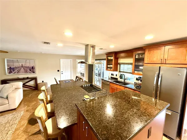 a view of a living room and dining room