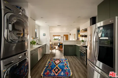 a workspace with wooden floor