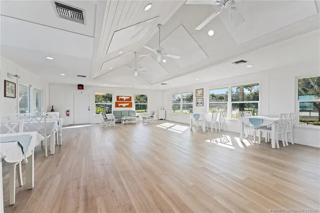 a view of a park with palm trees