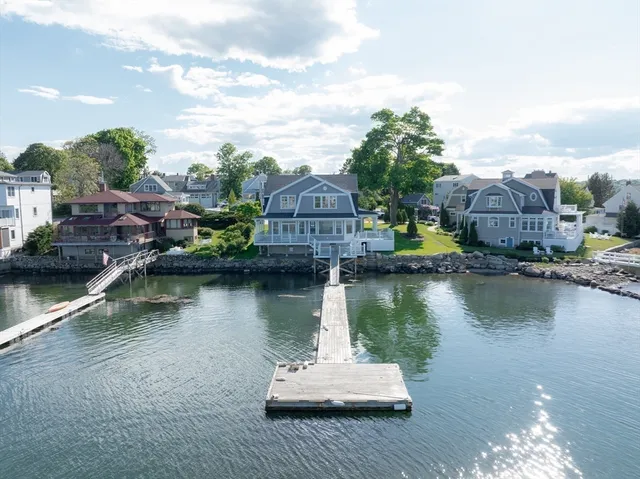 a view of a lake with a city