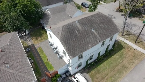an aerial view of a house