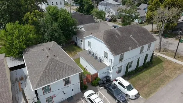 an aerial view of a house