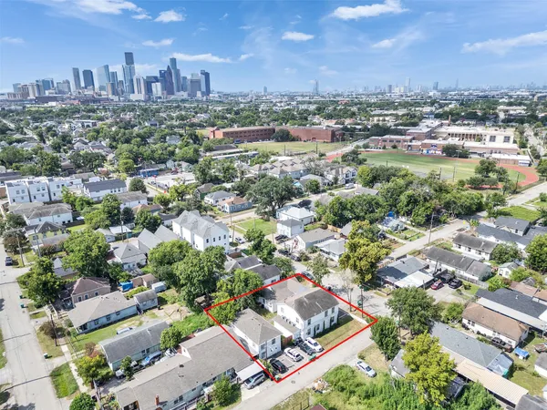 an aerial view of a city