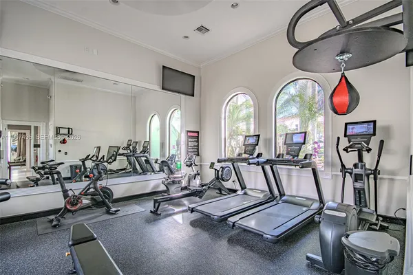 a view of a room with gym equipment