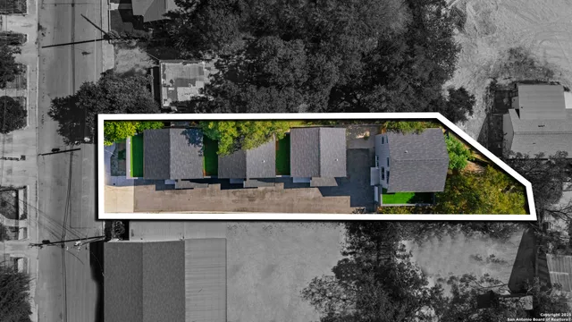 an aerial view of multiple house