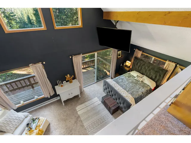 a balcony with wooden floor