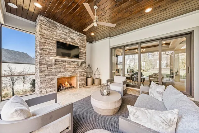 a view of outdoor space with seating