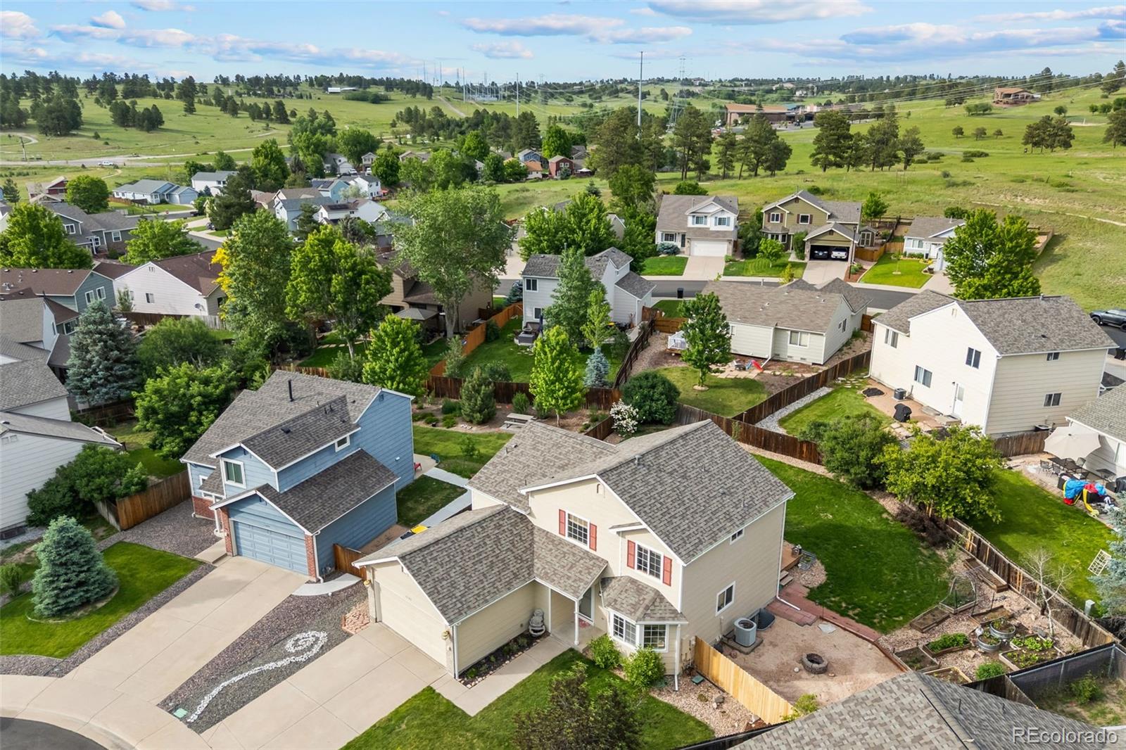 11100 Callaway Court Parker, CO 80138 - Photo 30 of 39 an aerial view of residential house with outdoor space