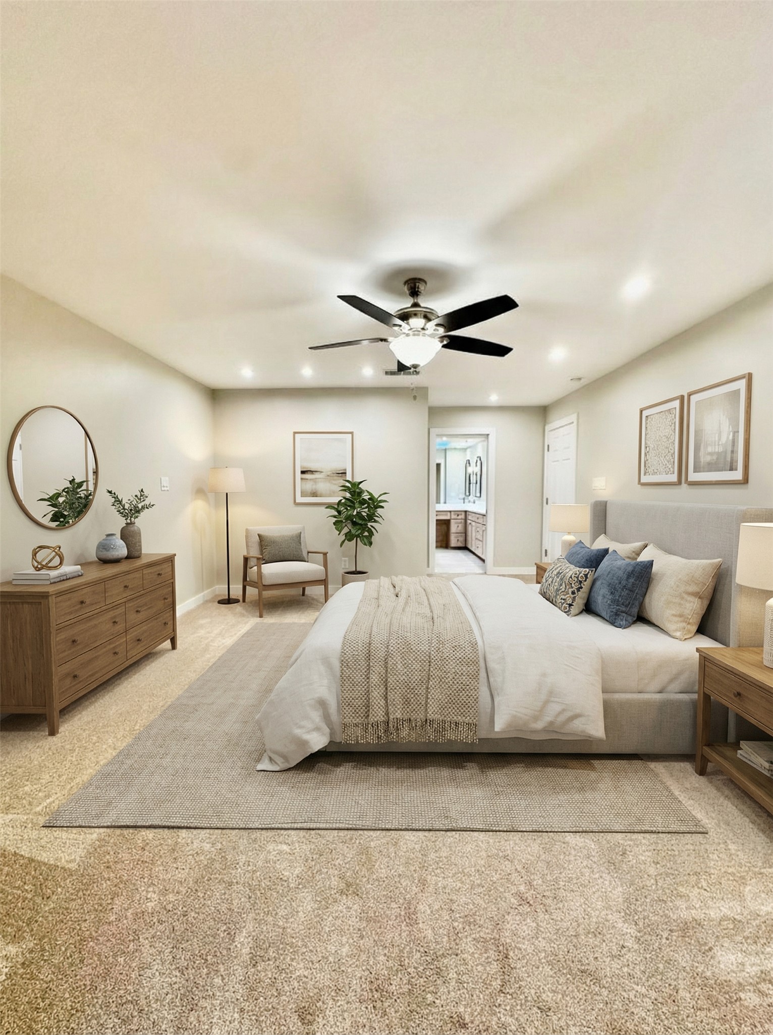 8111 Middle Court Austin, TX 78759 - Photo 17 of 38 Virtually staged by AI. Main level primary bedroom with two entrances.