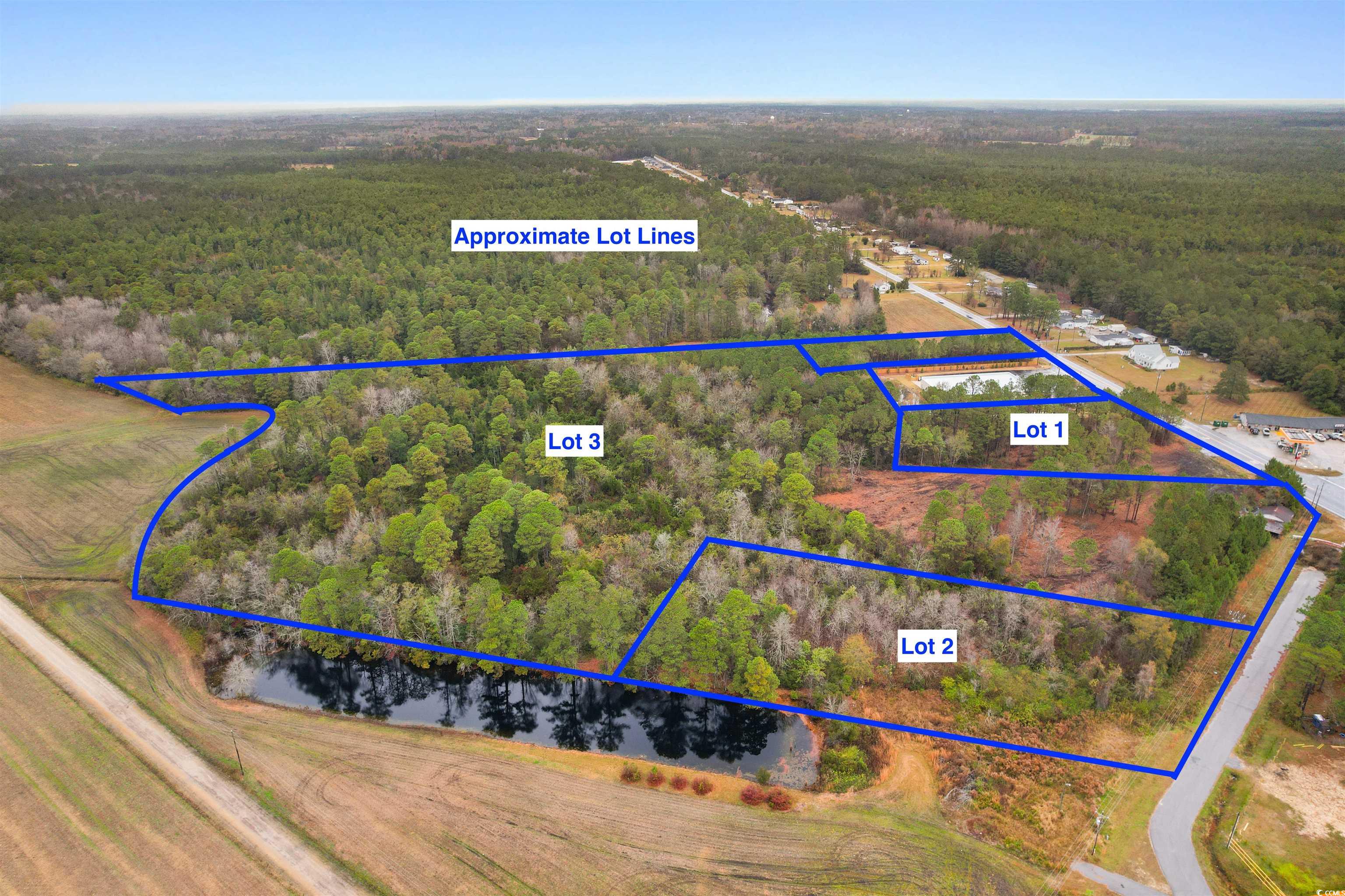 Tbd Lot 1 Red Bluff Road Loris, SC 29569 - Photo 1 of 13 Aerial overview of property's location featuring a forest and property parcel outlined