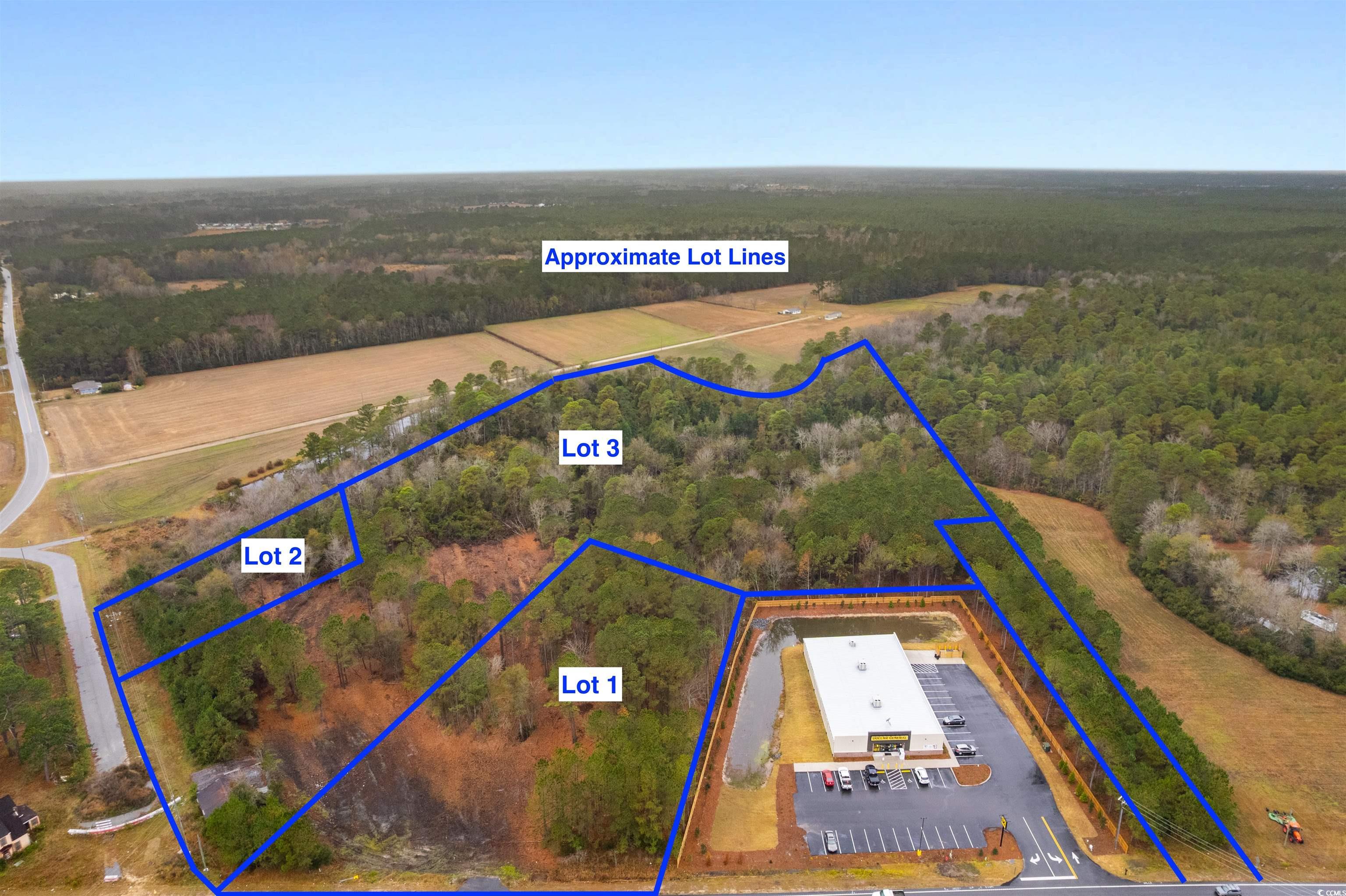 Tbd Lot 1 Red Bluff Road Loris, SC 29569 - Photo 3 of 13 View of property location with a forest and property boundaries highlighted