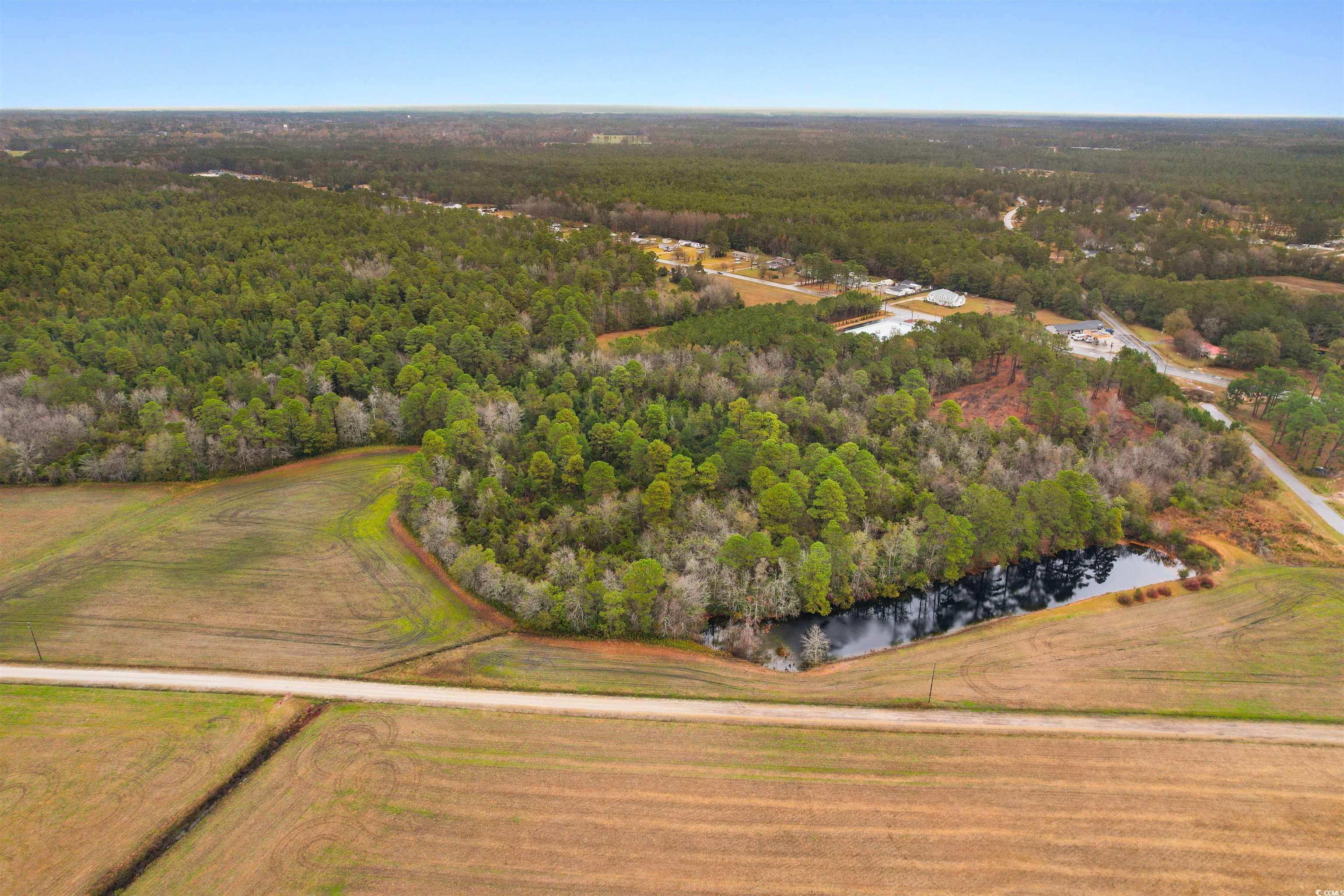 Tbd Lot 1 Red Bluff Road Loris, SC 29569 - Photo 4 of 13 Drone / aerial view of a large body of water and a heavily wooded area