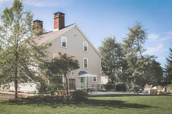 a view of a backyard of house