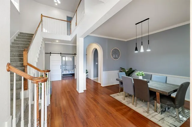 a workspace with wooden floor