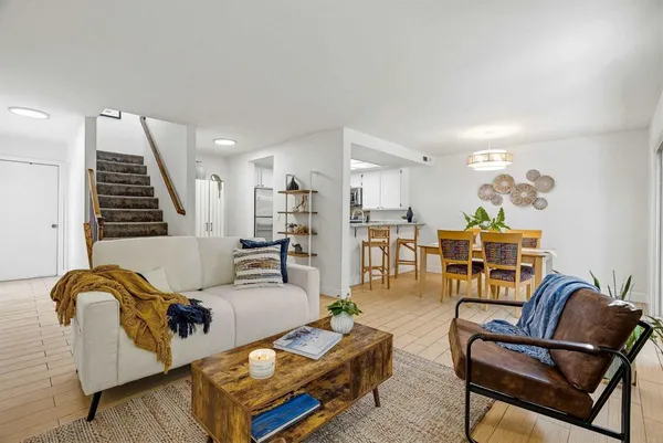 a living room with furniture