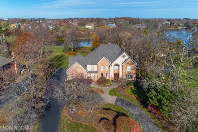 an aerial view of a house