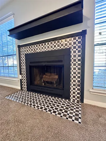 a front view of a fireplace