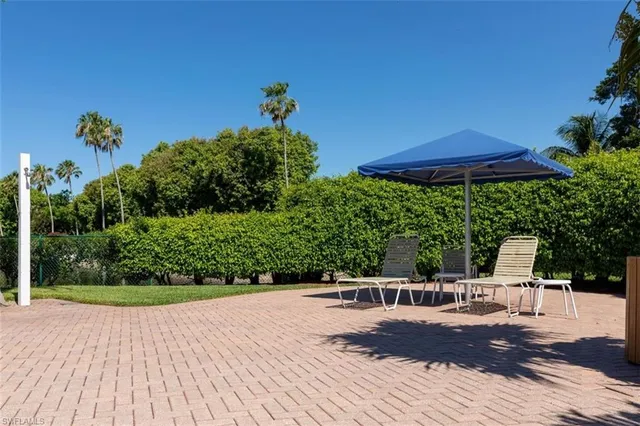 a view of a swimming pool and a garden