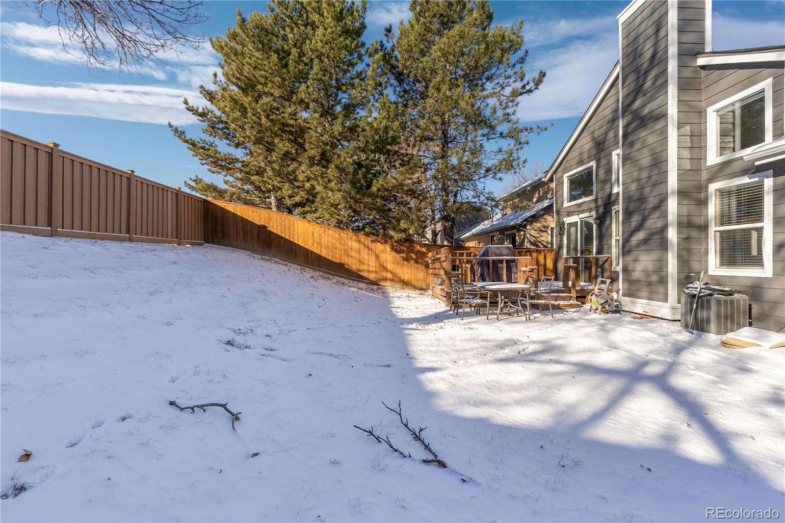 9364 Cattail Court Highlands Ranch, CO 80126 - Photo 26 of 31 a view of a house with a snow in the yard