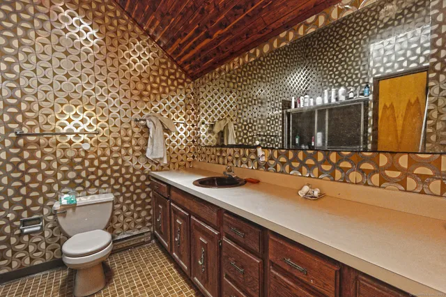 a bathroom with a sink and toilet