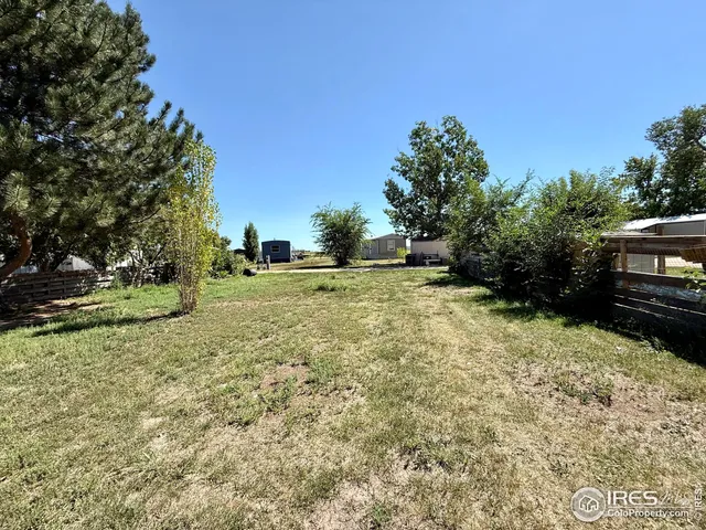 a view of a yard with an trees