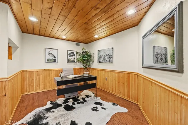 a bedroom with a bed and furniture