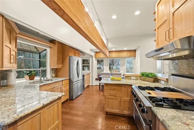 a kitchen with lots of counter top space