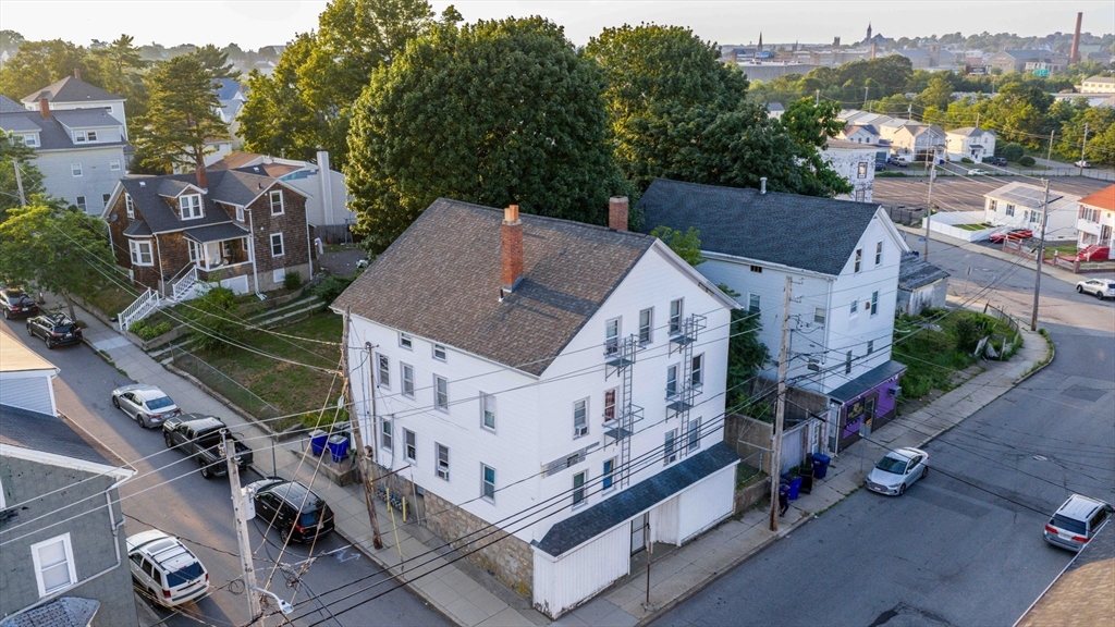 an aerial view of a house