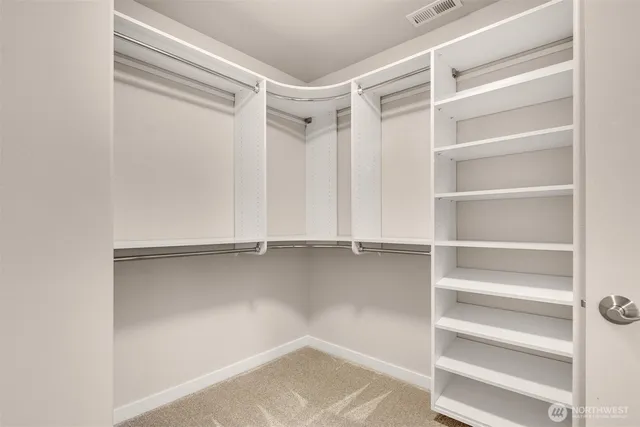 a view of an empty walk in closet