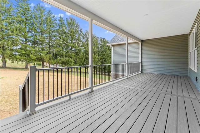 a view of a wooden deck