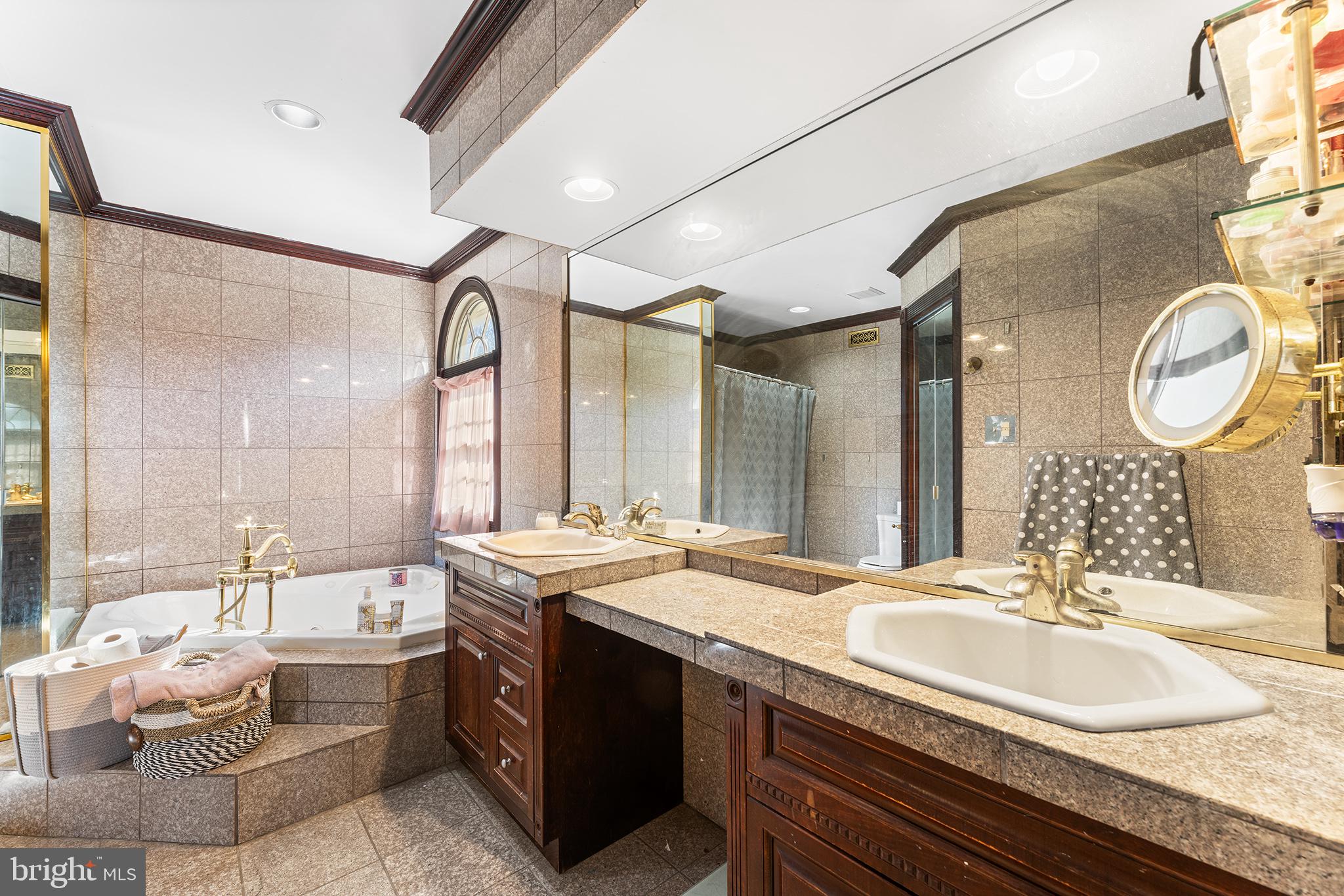 106 Bunning Drive Voorhees, NJ 08043 - Photo 28 of 45 a bathroom with a granite countertop double vanity sink and a mirror