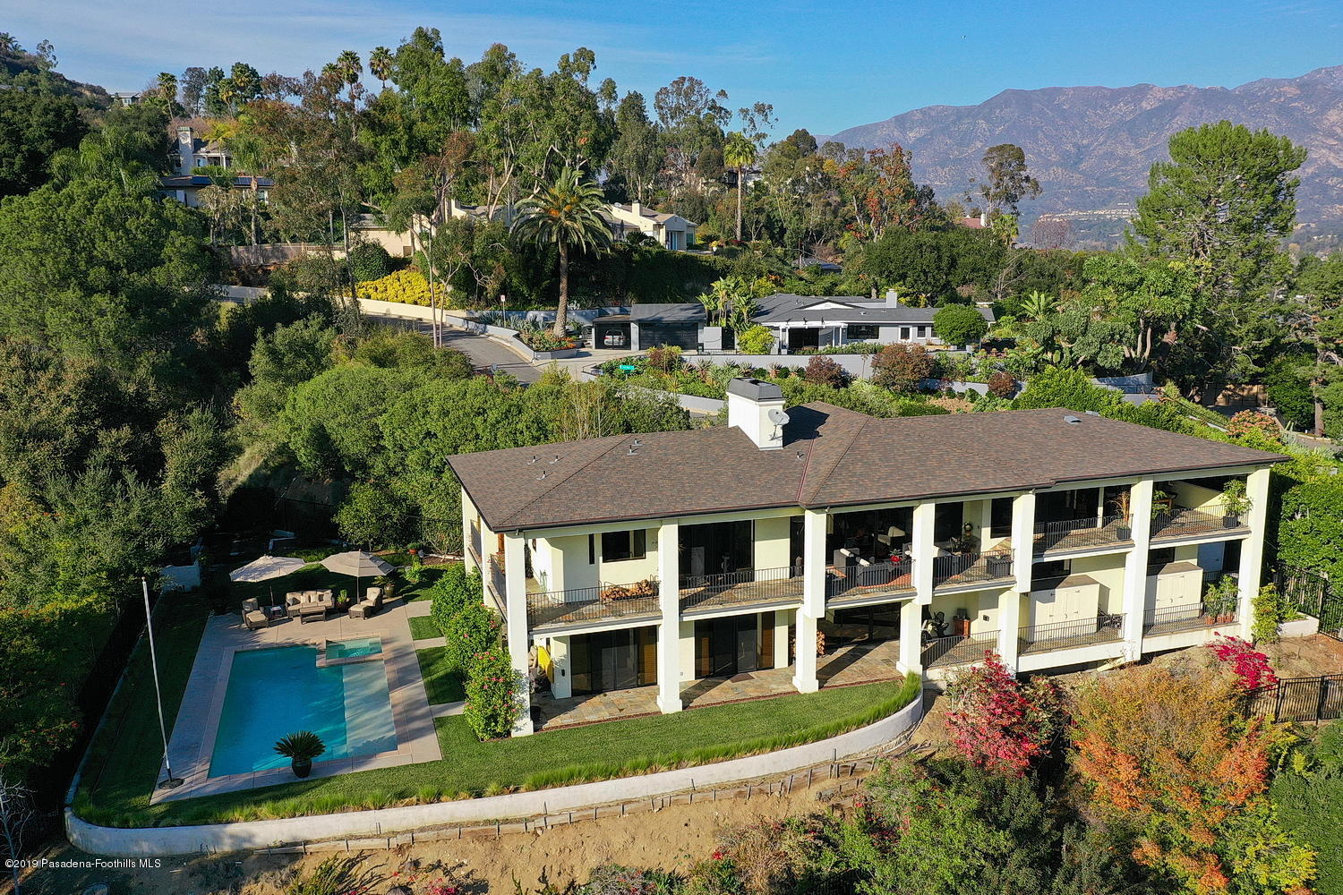 1825 Braemar Road Pasadena, CA 91103 - Photo 72 of 82 a aerial view of a house with a garden and a yard