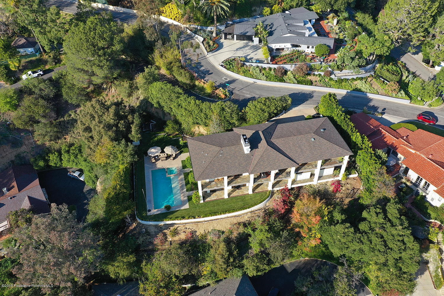 1825 Braemar Road Pasadena, CA 91103 - Photo 77 of 82 an aerial view of house with yard swimming pool and outdoor seating