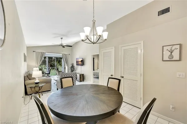 a view of a dining room with furniture wooden floor and chandelier