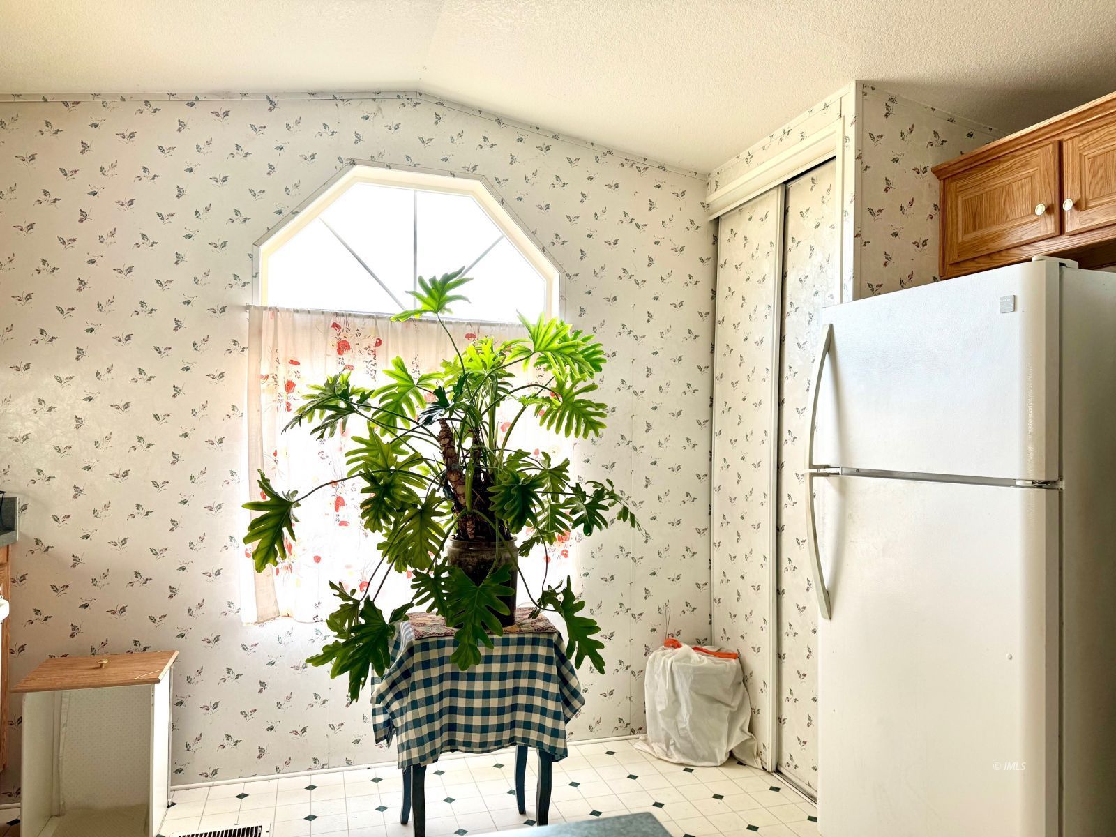 464 Bartell Road, Unit 19 Big Pine, CA 93513 - Photo 5 of 8 a white refrigerator with a potted plant on the wall