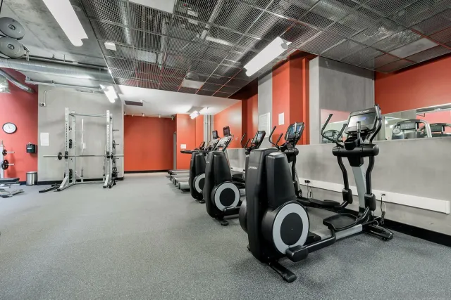 a view of a room with gym equipment