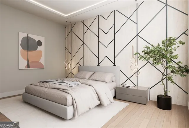 a living room with furniture a flat screen tv and a floor to ceiling window