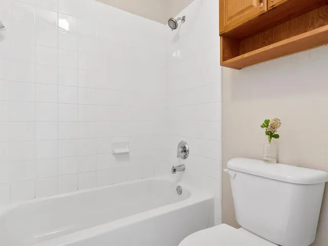 a bath room with a toilet and a bath tub
