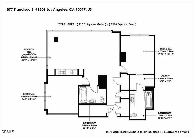 $1,099,000 | 877 Francisco Street, Unit 1506, Los Angeles, CA 90017