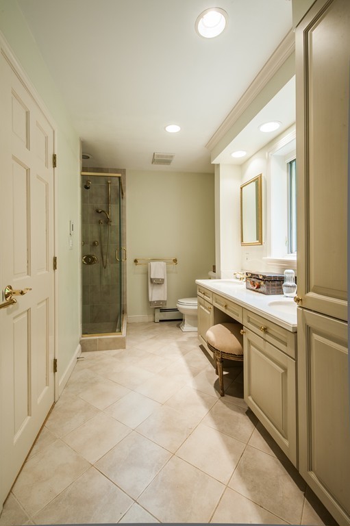 5 Holmes Road Boxford, MA 01921 - Photo 23 of 30 a bathroom with a sink double vanity and a mirror
