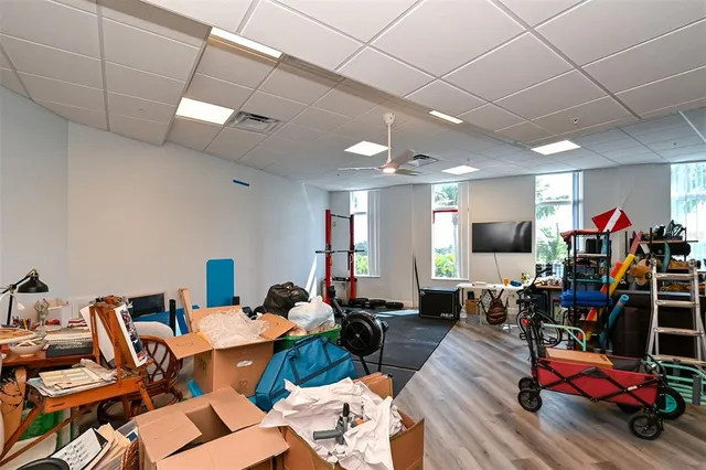 a view of a gate with rack on the wall