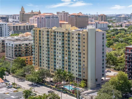 a view of a city that has tall buildings