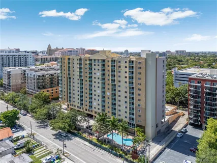 a view of a city with tall buildings
