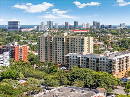 a view of a city with tall buildings