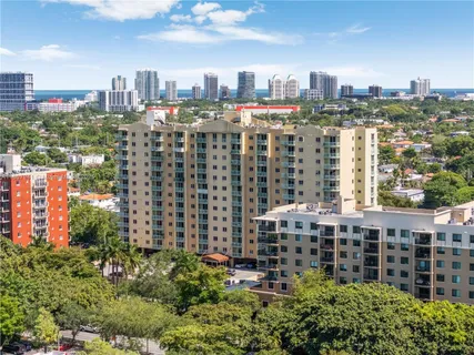 a view of a city that has tall buildings