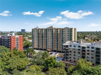 a view of a city with tall buildings