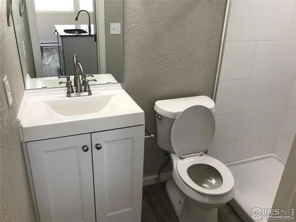 a close view of a bathroom shower