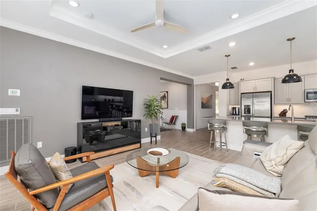 a bedroom with a bed and a table